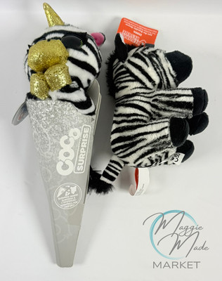 New Zuru Coco Cones Surprise Fantasy Series Rainbow Zebra Plush Toy Gift Set