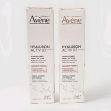 2pk Boxes Avene Hyaluron Activ B3 Triple Action Eye Cream 2x15 ml Exp 7/26