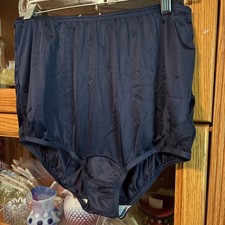 NOS VANITY FAIR 8 Xl Navy Nylon Lace Side Granny Panty Panties Sheer Vintage