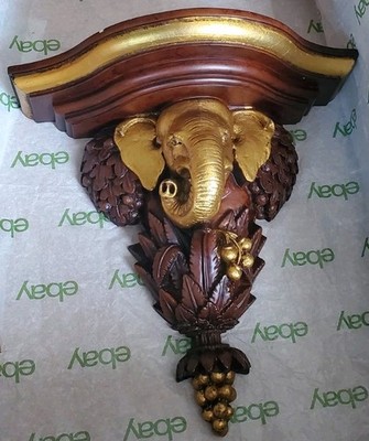 Vintage Design Toscano Elephant Sculptural Wall Shelf - Retired - 11 1/2'' Tall