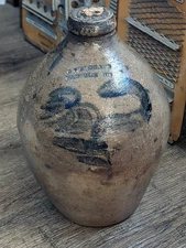 **RARE** Gallon Ovoid O.F Baker Milwaukee Wisconsin WI Advertising Stoneware Jug