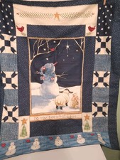County Christmas Snowman Throw Patchwork Quilt Wall Hanging 40" X 34  faith HM