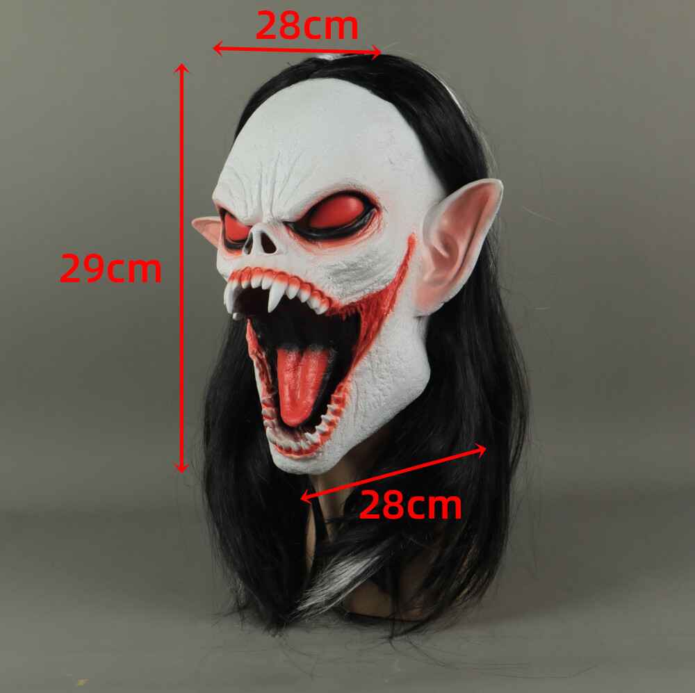 Morbius Vampire Zombie Scary Mask With Hair Halloween Cosplay