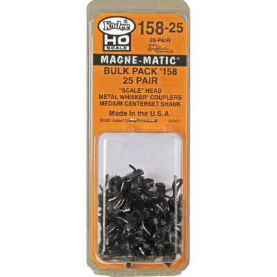 Kadee #158-25 Bulk Pck 25 pair #158 Scale Whisker Metal Couplers Medium 9/32'' HO