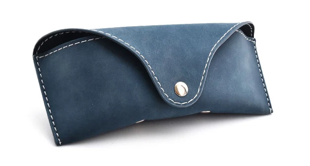 Hombres Mujeres Estuches para Gafas de sol Bolso Bolsillo Cuero de Vaca Bolsa Sujeción Azul H796 Foto 3 de 4