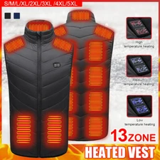 Electric Heating Vest Washable Body Warmer 13 Heating Zones Sleeveless Jacket