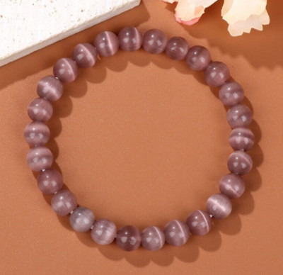 Bracelet Perles Oeil De Chat Vert - Fait Main - Taille Sur Mesure - Neuf Sans Emballage