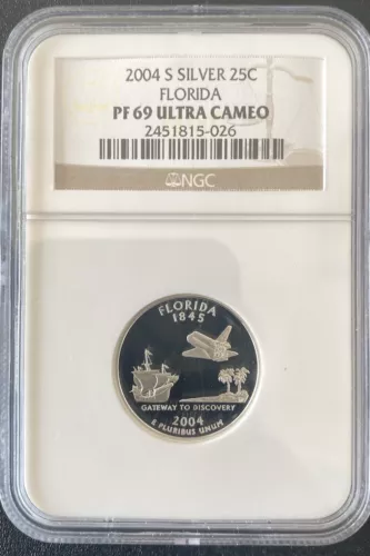 2004 S Silver 25c Florida State Quarter NGC PF 69 Ultra Cameo