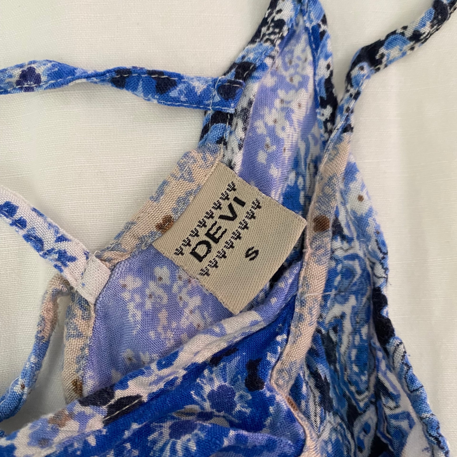 Blue Patchwork Spaghetti Strap Dress - image 3