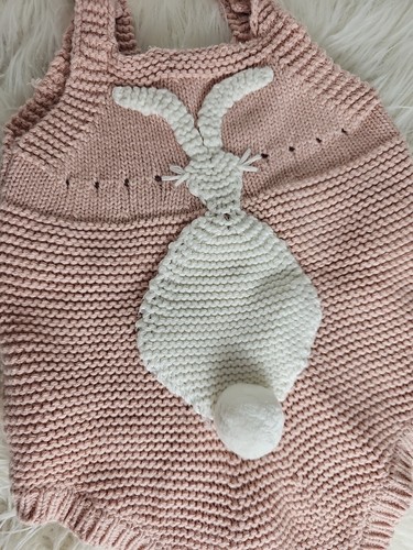 Stella McCartney Kinder Babys Hase Kaninchen rosa Strick Overall Strampler Ostern 3M - Bild 8 von 11
