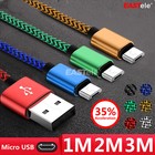 1M/2M/3M Strong Braided Micro USB Data Charger Cable Cord For Android Samsung