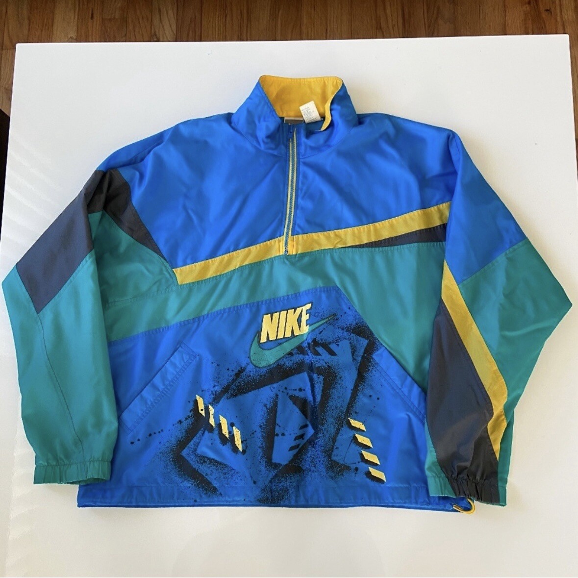 SACAI X NIKE Giacca a vento vintage Nike grigia etichetta centrale logo swoosh ragazzo 18 20 XL