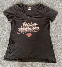 Harley Davidson T Shirt Black Widow Port Charlotte FL Rhinestone Scoop Neck L