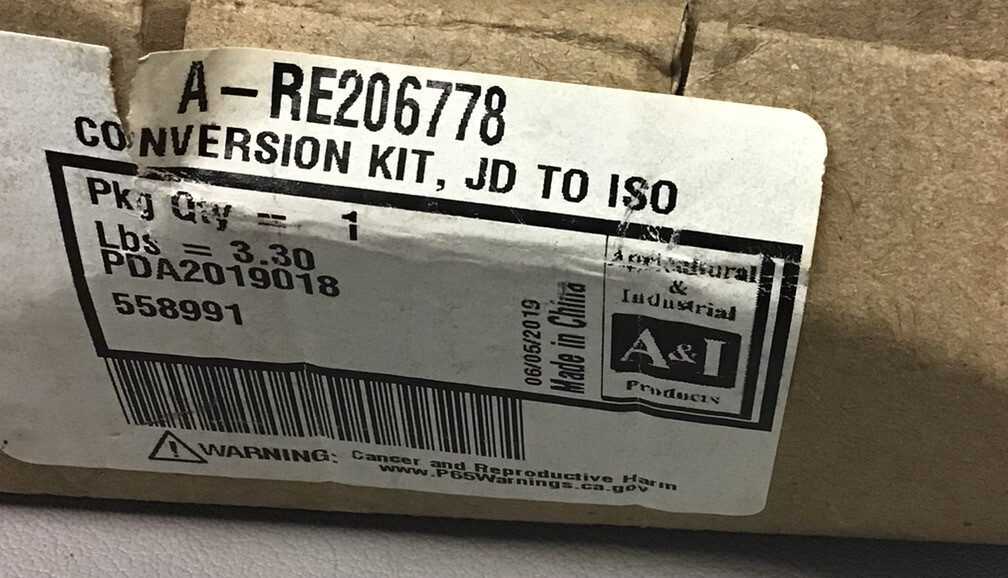 Hydraulic Coupler Conversion Kit Fits John Deere. RE206778B334 eBay