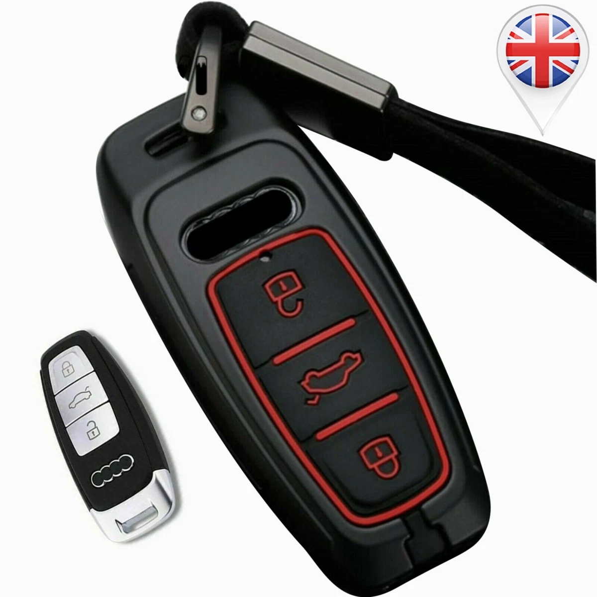 Metal Silicone Key Ring Key Fob Case Cover for Audi A6 C8 A7 A8