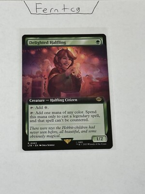 Magic Delighted Halfling Rare Extended Art NM Lord of the Rings Ships Same Day!