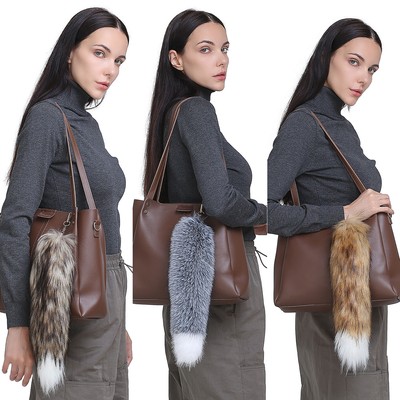 Große Fuchsschwanz Pelz Anhänger Zubehör Frauen Taschen Auto Schlüsselanhänger