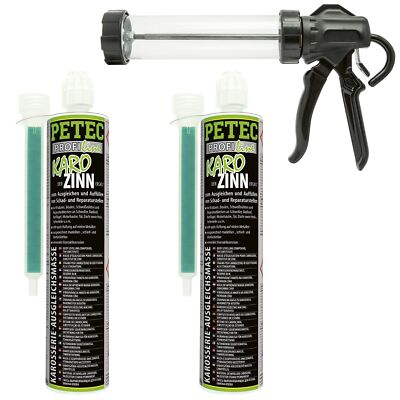 Petec 2x Check Tin Body Levelling Compound Coaxial Cartridge 265ml + Express...