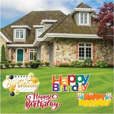 Large Happy Birthday Yard Greeting Signs 4 Pc Set 13645 