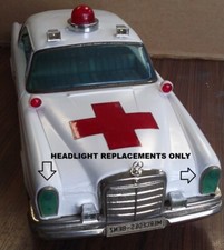 Kingsize Mercedes tin friction car REPLACEMENT HEADLIGHTS ONLY. working lights 