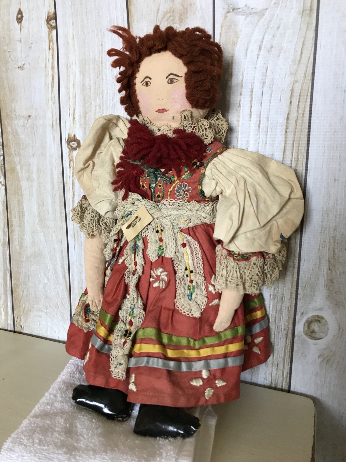 antique cloth doll painted face