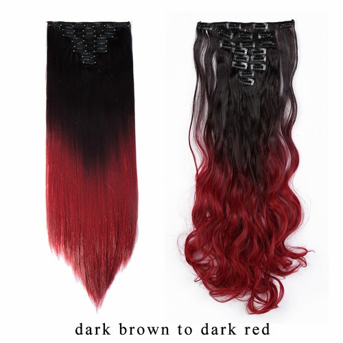 CLEARANCE Thick 8 Pieces/Set Clip In Hair Extensions Full Head Real as Human HYT - Picture 52 of 57