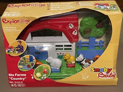 Vtg Smoby Baby Musical FARM Barn Toy Animals Vegetables Songs - New Original Box