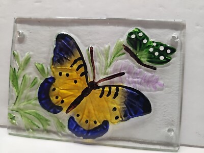 Wall Glass Butterfly Art Tile 4.25x6'' Artwork For Installation Design Rustic