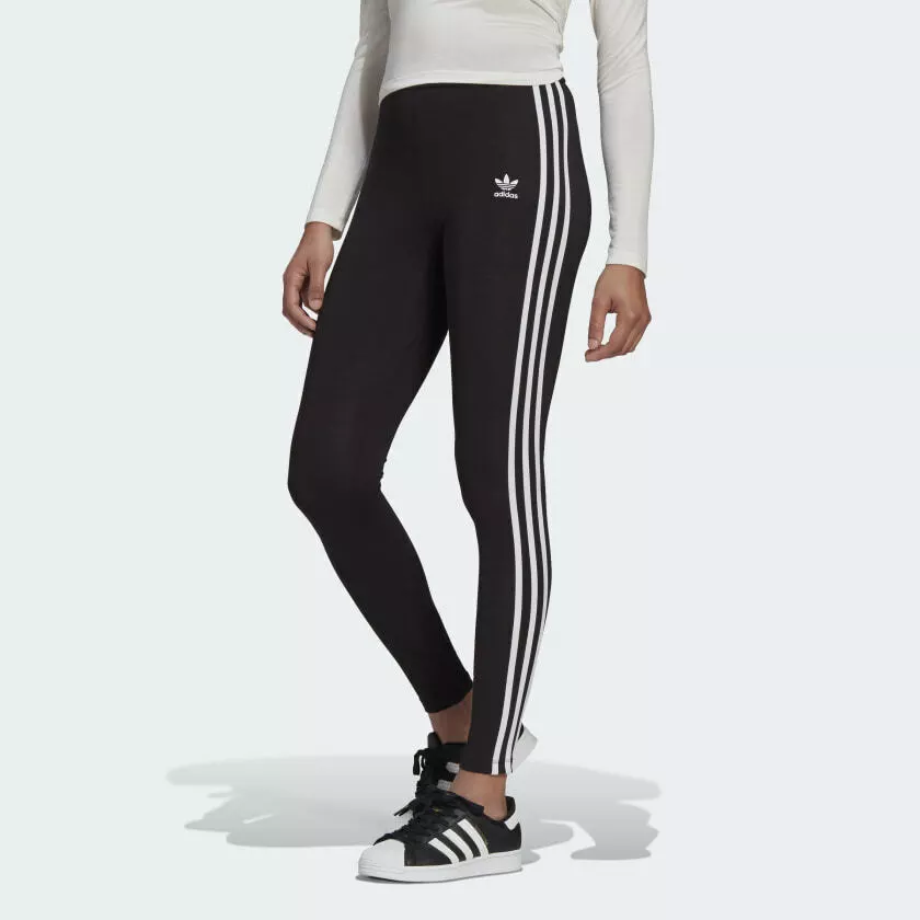 adidas Originals three stripe crop flare leggings in black