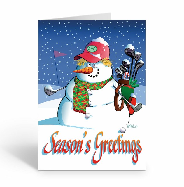 Season's Greetings Golfing Snowman Sports Christmas Cards 10016 eBay