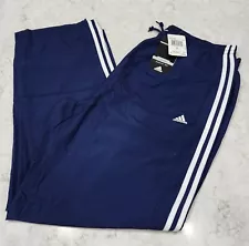 NWT Adidas Warmup Mens XL Training Pants Blue 3 Striped White Climaproof