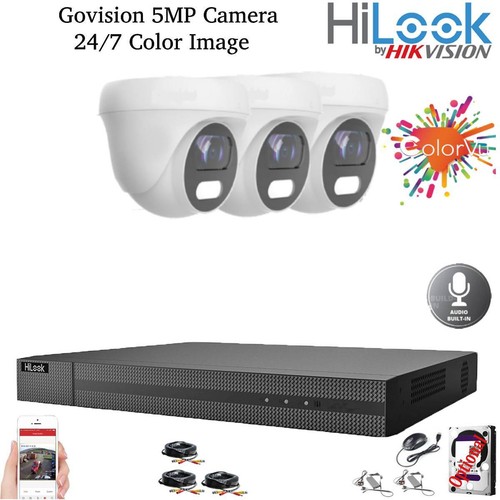 HIKVISION HILOOK COLOURVU 5MP CCTV SYSTEM HD AUDIO MIC DVR CAMERAS SECURITY KIT - Afbeelding 15 van 43