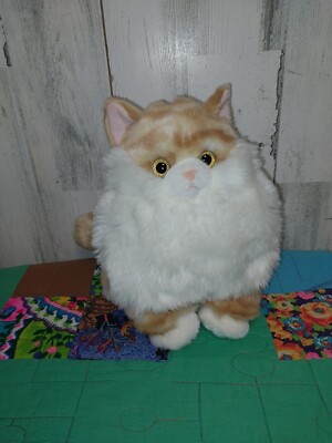 Aurora Kitty Cat Butterball Orange Tabby White Chubby Stuffed Plush Toy 9''