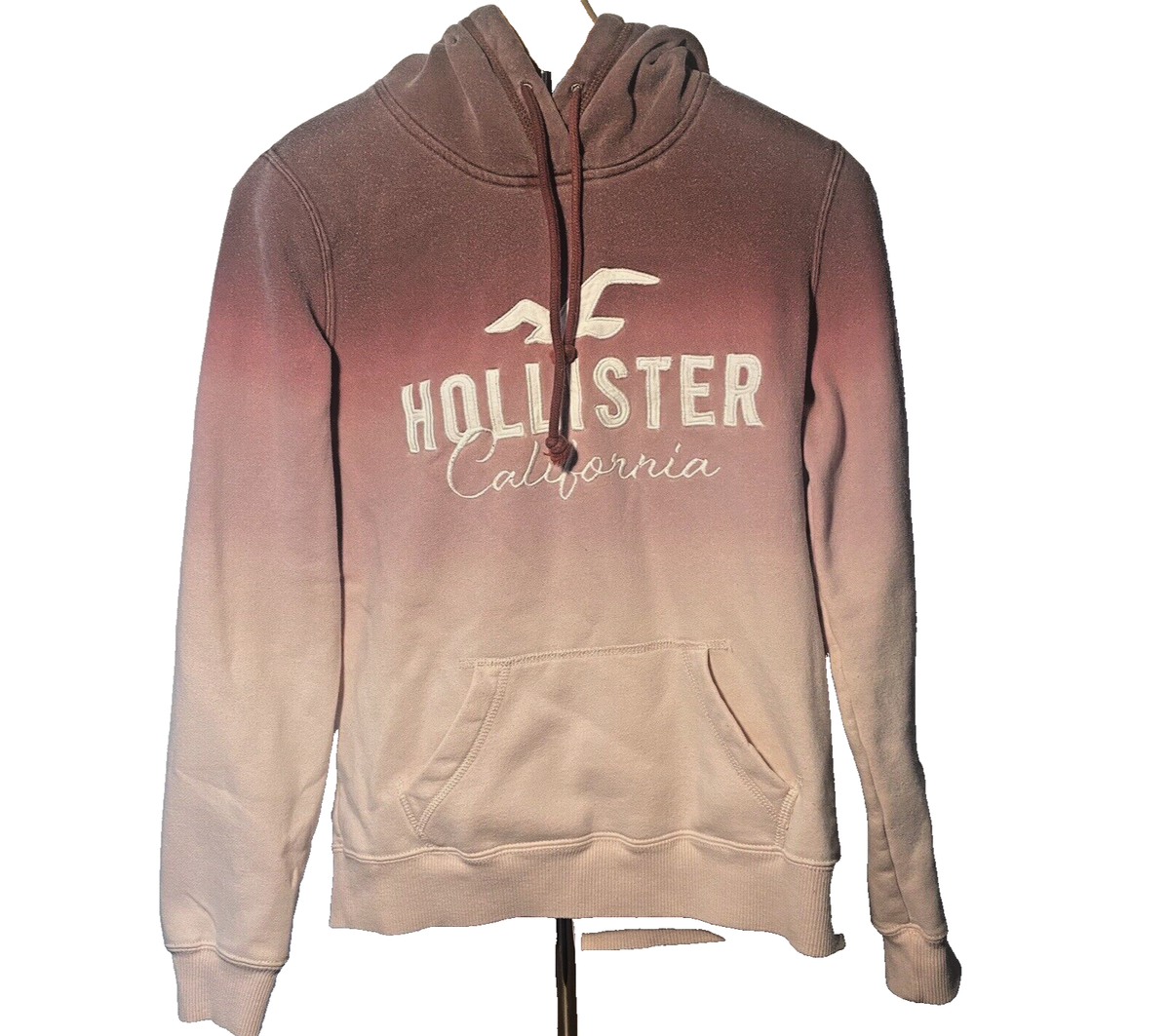 Hollister California Hoodie Pink Ombre Pullover Pockets Size Small