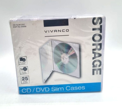 VIVANCO CD/DVD Slim Case, Schutzhülle für ein Disk, Transparent, 25er - 25C G656