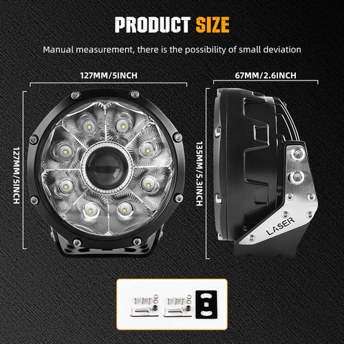 Pair 5" LED Work Light Pods Driving Fog Lamps For Can-Am Maverick X3 RZR UTV ATV - Bild 4 von 9