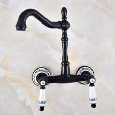 Black Oil Rubbed Brass Kitchen Faucet Bathroom Sink Mixer Tap Wall Mount snf831
