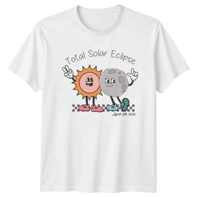 Totale Sonnenfinsternis 8. April 2024 Cartoon Sonne Mond T-Shirt