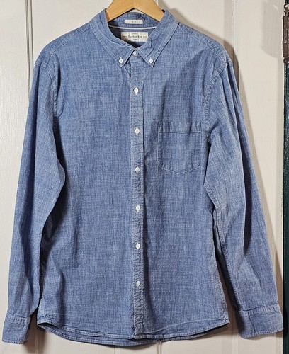 Hawker Rye Slim Chambray Shirt Men XL Stretch Blue Denim Gorpcore Button-Up Top
