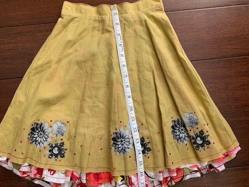 Boutique Queen Bee Girls Skirt Green w/ Blue Flower Fully Lined Size 6 - Picture 8 of 9