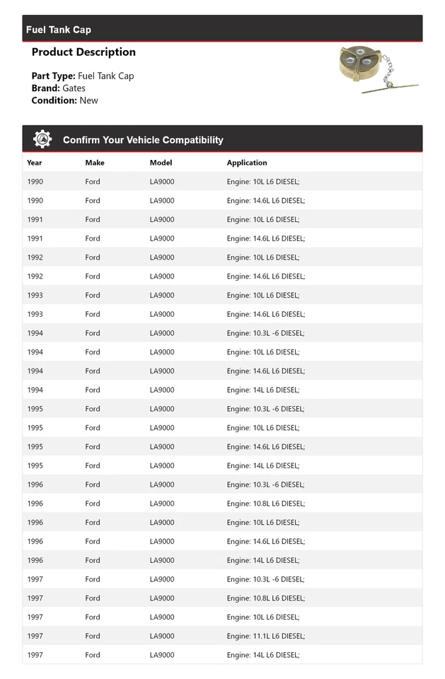 Para 1990-1997 Ford LA9000 porta-tampas de tanque de combustível 1991 1992 1993 1994 1995 1996 - Imagem 2 de 4