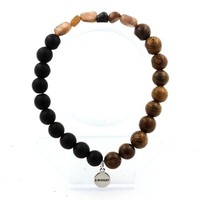 Steine Und MinéRaux. Armband Andalusit Der Usa + Perlen Schwarz Onyx Matt + Holz