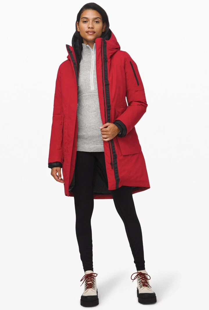 Lululemon Winter Warrior 3 In 1 Parka Dark Red Waterproof Down Coat 12 NWT