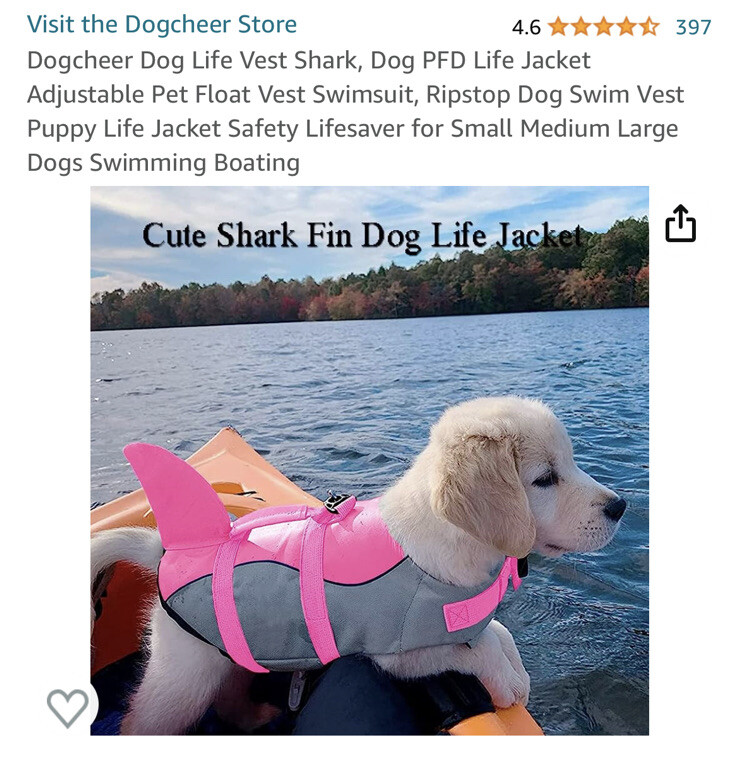 Shark Fin Life Jacket For Small Dog XL Dogcheer Dog Life Vest