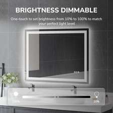 Bathroom LED Mirror 48x36" Lighted Anti-Fog Dimmable 3-Color Wall Mount US