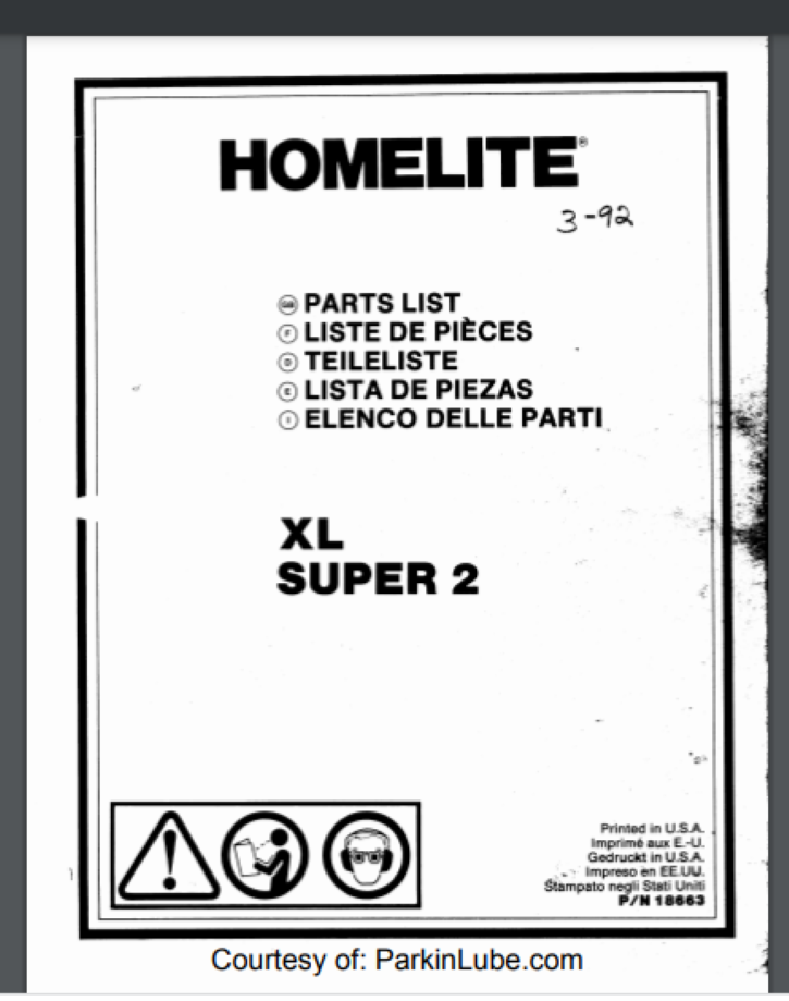 Homelite XL Super 2 Chainsaw Parts Manual 12 pages part # 18663