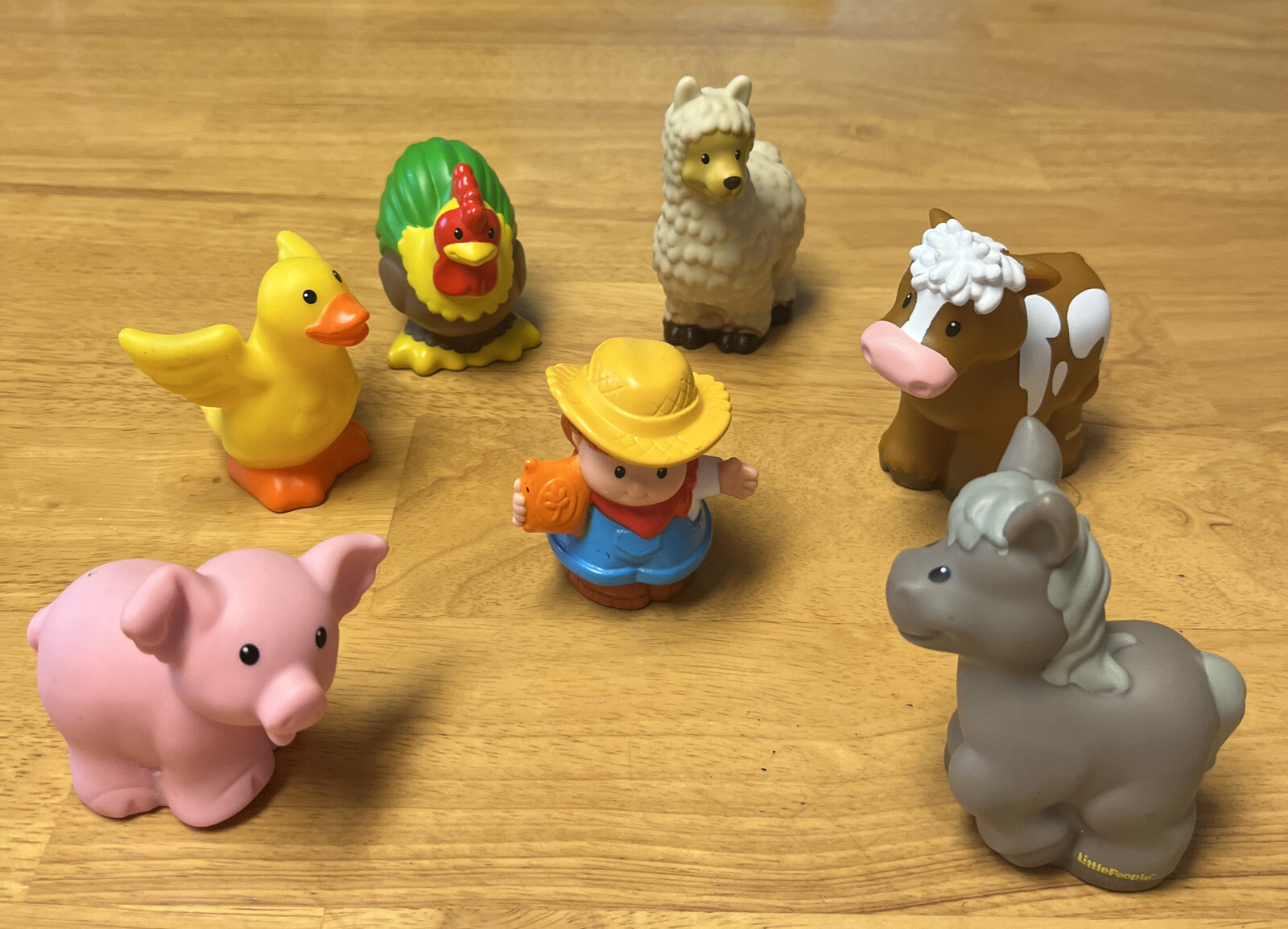 Little People (lot of 7) Fisher Price Farm Animals and Farmer EUC
