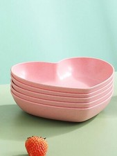 5 pcs Heart-Shaped Plastic Snack Plate Suitable For Candy Fruit Home And Party