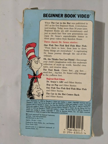Dr. Seuss - One Fish, Two Fish, Red Fish, Blue Fish (VHS) 1989 - Picture 2 of 4