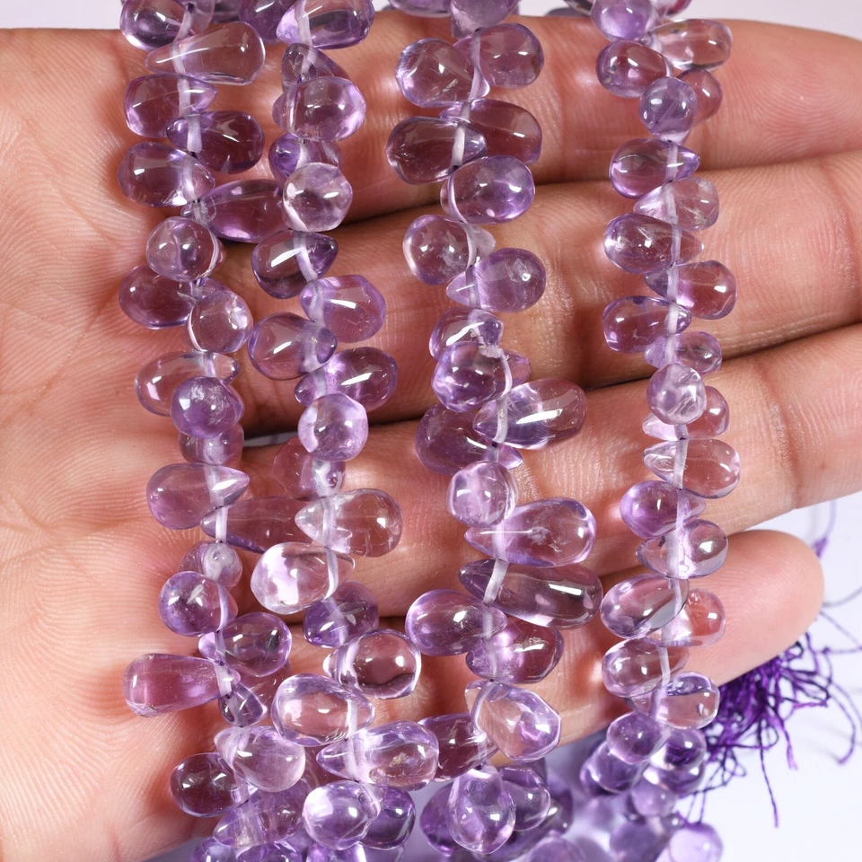 1 Strand Pink Amethyst Smooth Tear Drop  Gemstone Beads 8 inch 6x97-10mm g203 - Image 2 of 4